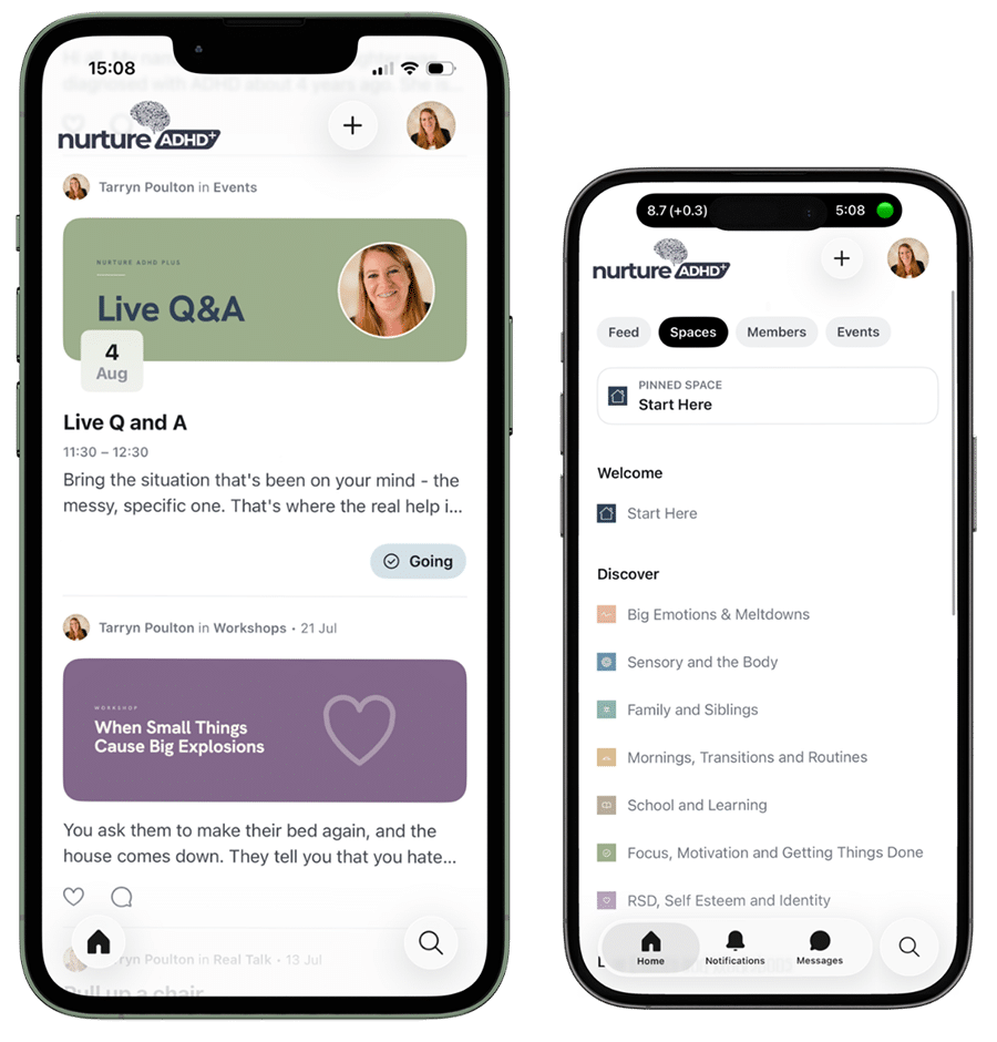 Nurture ADHD Plus - Tarryn's private community and app where she answers real parent questions in real time